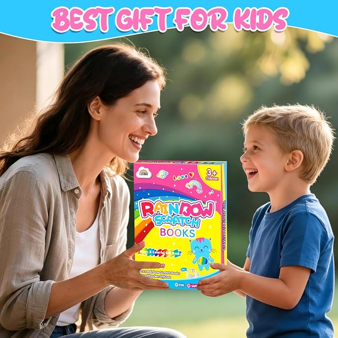 ZMLM Scratch Paper Art-Crafts Gift: 2 Pack Rainbow Notebooks Supplies Toys | Art Crafts for 3 4 5 6 7 8 9 10 11 12 Years Old Girls and Boys Kids Birthday Christmas Party Travel Games Activities