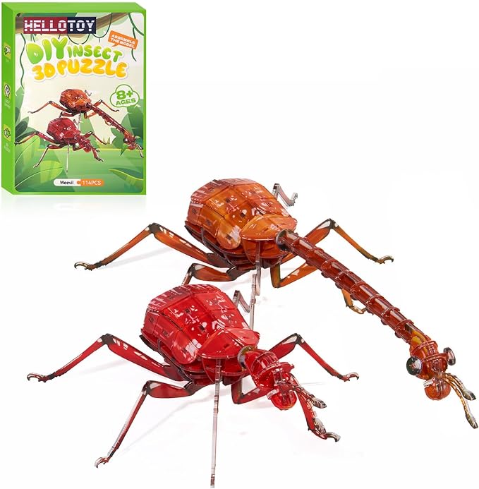 3D Acrylic Insect Puzzle DIY Bug Model Kit Animal STEM Gift | Building Kits Crafts Figurine Sculpture Nature Decoration Educational Display Toys for Kids and Adults (Giraffe Weevil)