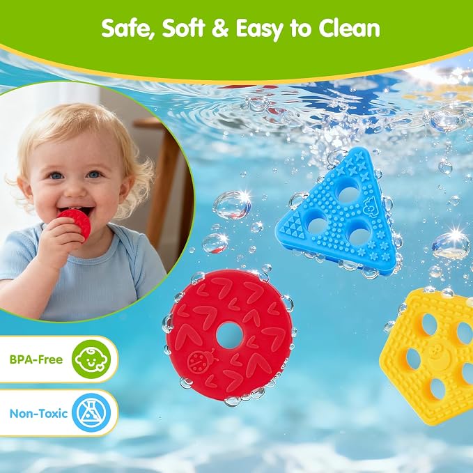 hahaland Silicone Sorting & Stacking Toys - Montessori Toys for 1 Year Old | Textured Soft Blocks, Shape Sorter, Color Sorting for Toddlers 1-3, Learning Sensory Baby Toy 1st One Year Old Birthday Gifts