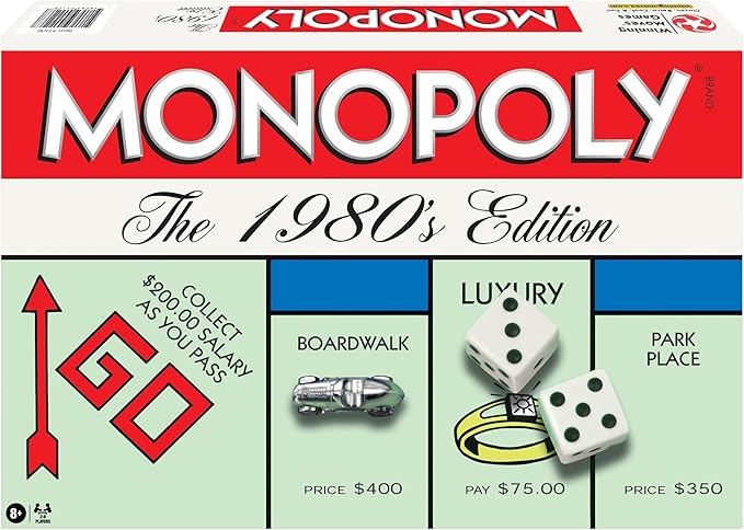 Monopoly The 1980's Edition, with Original Art, by Winning Moves Games USA | Includes Classic Tokens, For 2 to 8 Players, Ages 8+