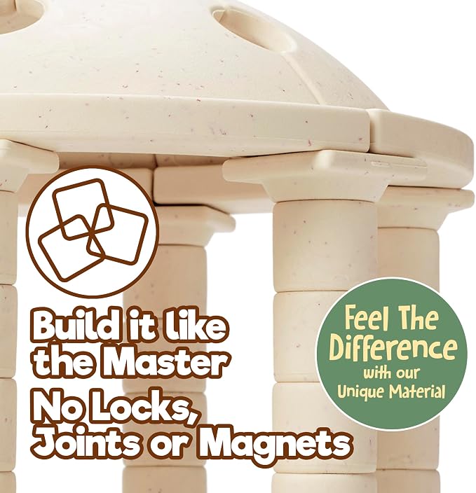 Taksa Toys Ancient Greek Dome Stem Toys Educational Stackable Building Blocks, for Kids Ages 7 8 9 10+ Years Old, Indoor Premium Architectural Kit Construction Games, Montessori Children Toys 54 Pcs