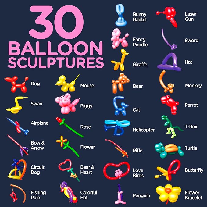 DIY Balloon Animal Kit for Beginners - Twisting & Modeling, 30+ Sculptures