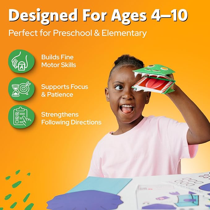 Craftikit® 20 Award-Winning Dinosaur Crafts for Kids - All-Inclusive Fun Dinosaur Crafts for Kids Ages 3-10 - Organized Toddler Craft Kit