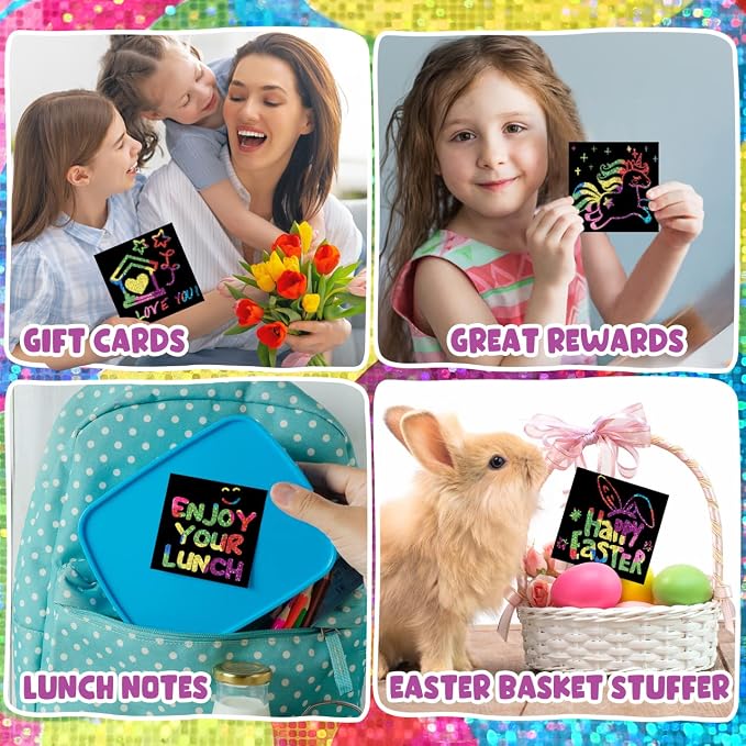 ZMLM 165 Pcs Rainbow Scratch Paper Art Notes - Crafts for Kids Ages 4-8 | Mess Free Classroom Prizes,1st 2nd 3rd Grade School Activity Bulk, Back to School Gifts for Students from Teacher