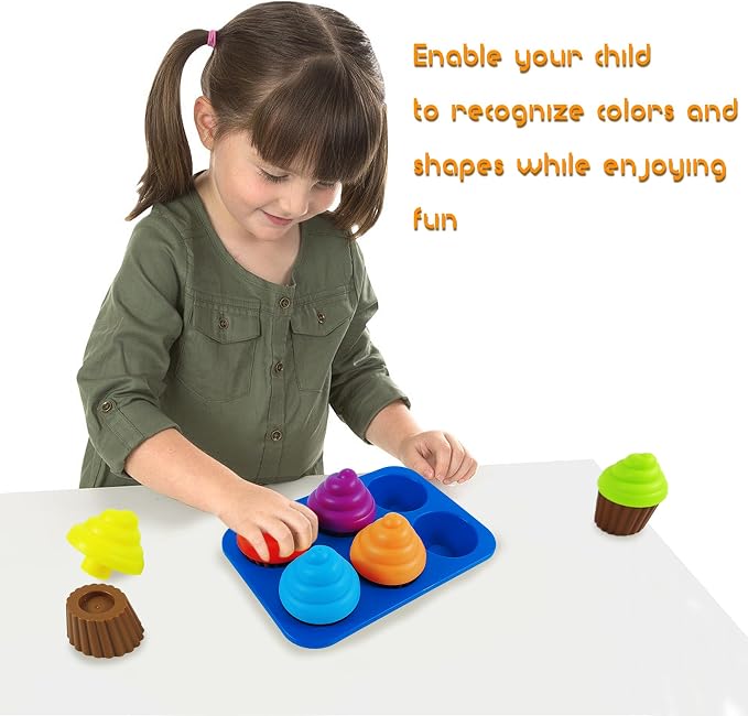 RAINBOW TOYFROG Cupcake Toy Toddler Toy Learning Colors and Shape-Shape Sorting Toys for Toddlers-Geometry Manipulatives Toddler Sensory Toys for Kids - Child Montessori Toys for Girls Boys