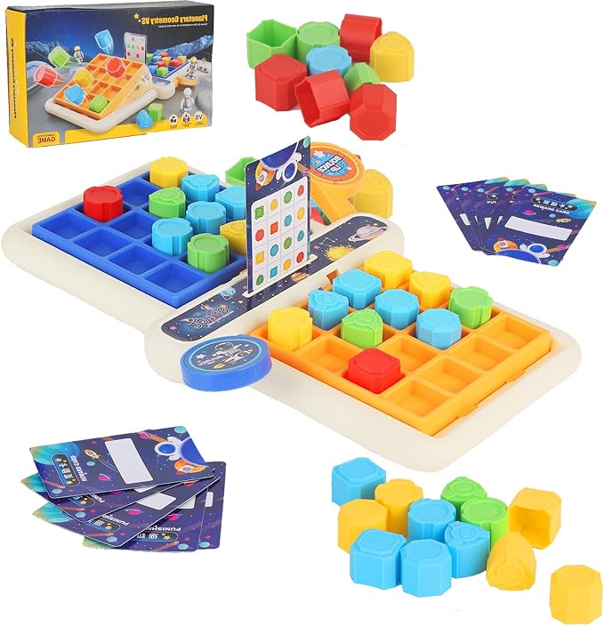 Easy Kid Board Games – Shape Matching Puzzle & Reaction Battle Toy for Two Players – Hand-Eye Coordination Game – Educational Toy for Children Ages 3+