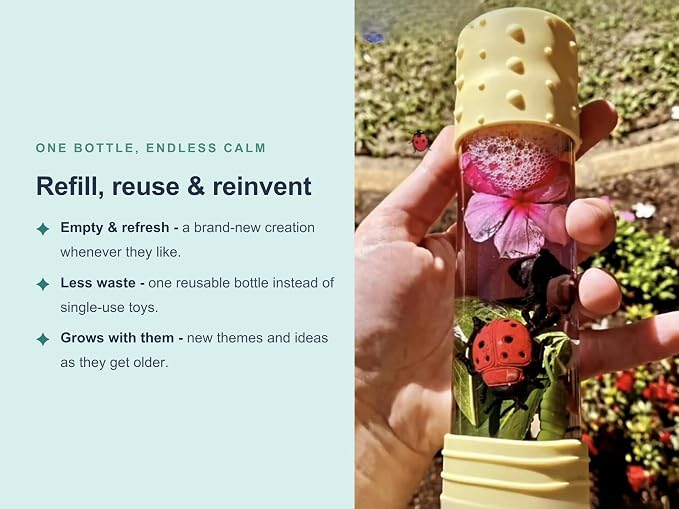 Jellystone Designs DIY Refillable Calm Down Bottle – Sensory Bottle for Kids – Customizable Glitter Fidget Toy for Calm Play, Sensory Activities & Focus, Assortment