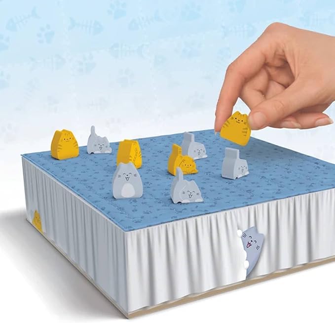 Smirk and Dagger BOOP 2-Player Cat Strategy Board Game | Place Kittens on the Quilted Bed Board Without Getting Booped Off, 32 Wooden Cat Pieces, 20-30 Minutes, Ages 10+