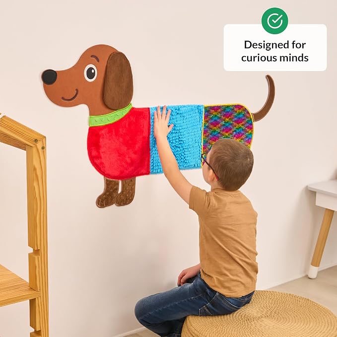 ODOXIA Sensory Wall Panel for Kids | Touch, Feel & Learn | Dog Sensory Room Toys | Activity Play Panels | Wall Busy Board | Calm Down Corner Equipment | Flip Sequin Fabric | for Autism, ADHD, Anxiety
