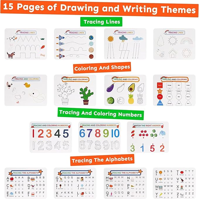 Mallify Busy Book for Toddlers 3-5, Montessori Busy Book with 30 Themes and 8 Markers, Kids Binder and Early Learning Toys, Preschool Busy Books for Toddlers, Tracing Coloring Book, BusyTots