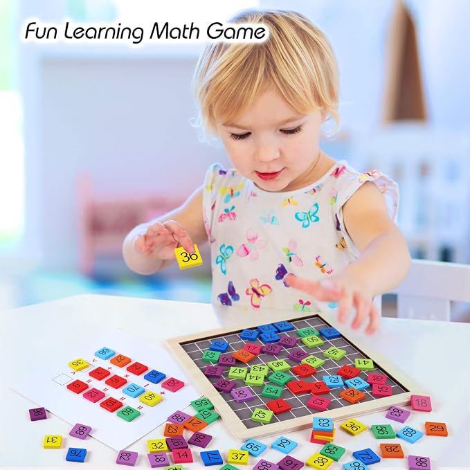 Wooden Montessori Math Counting Hundred Board Toys | 1-100 Consecutive Numbers Learning & Educational Game Toy for Kids 3 year old with Storage Bag