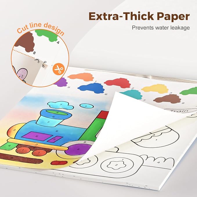 Jar Melo Paint with Water Books for Toddlers, Transportation | Mess-Free Watercolor Painting Activity for Kids Ages 3-5 4-8, Arts Crafts Coloring Travel Toy with Brush for Boys and Girls