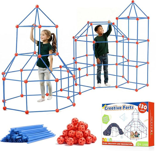 Tiny Land Fort Building Kit for Kids Ages 4-12, STEM Building Toy | 86 Rods & 44 Balls, Build Forts, Tunnels & Castles, Indoor/Outdoor Play, Storage Bag, STEM Gift for Kids