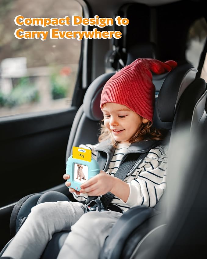 Airbition Talking Flash Cards for Toddlers Ages 1‑4,224 Words English Blue | Montessori Language Learning Toys with 224 Words, Pocket Speech Therapy Toys, Sensory Learning Kit, Educational Toys for Kids