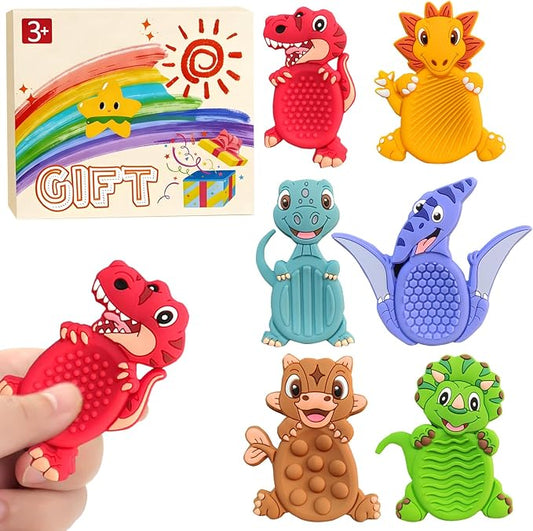 6pcs Dinosaur Sensory Fidget Stress Toys, Autism Calming Special Education Classroom Travel Essentials, Boy Girl Birthday Gifts Party Favor