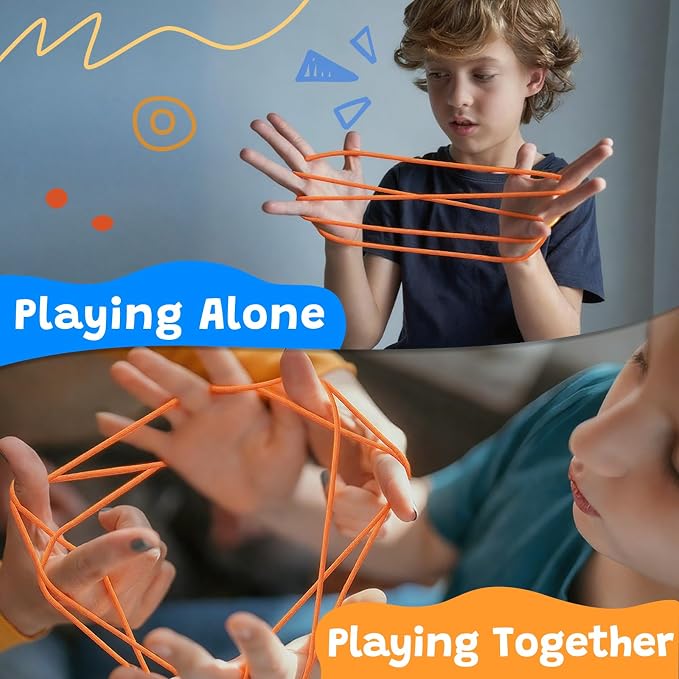 Kasfalci String Game Book Kit - Teen Girl Gifts, Birthday Gifts for 8 9 10 11 12 Year Old Girl - Classic Finger String Figures Toy - Travel Toys for Boys Girls Ages 6-12 - Brain Teaser Activity