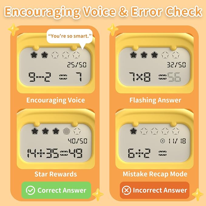alilo Math Games for Kids Ages 5-12, Portable Math Toys for Travel | Practicing Addition, Subtraction, Multiplication and Division, Educational Toy with 5 Modes, 19 Math Games,50K Math Questions