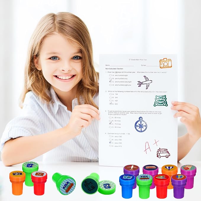 Cinrobiye 24 Pcs Adventure Travel Stampers Party Favor Set Fun Bon Voyage Stamps Birthday Party Supplies Classroom Rewards Carnival Prizes Goody Bag Fillers Pinata Filler Travel Party Gift Set