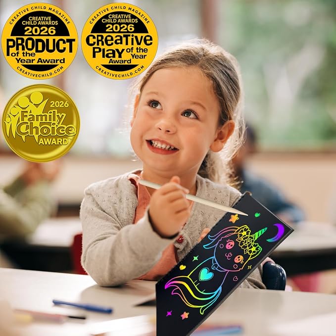 ZMLM Scratch Paper Art-Crafts Gift: 2 Pack Rainbow Notebooks Supplies Toys | Art Crafts for 3 4 5 6 7 8 9 10 11 12 Years Old Girls and Boys Kids Birthday Christmas Party Travel Games Activities