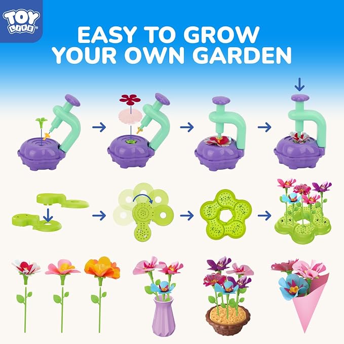 TOY Life DIY Flower Bouquet Craft Kit for Girls, Ages 3-8 | Reusable fabric pieces, hands-on STEM activity, birthday gift & Easter basket idea