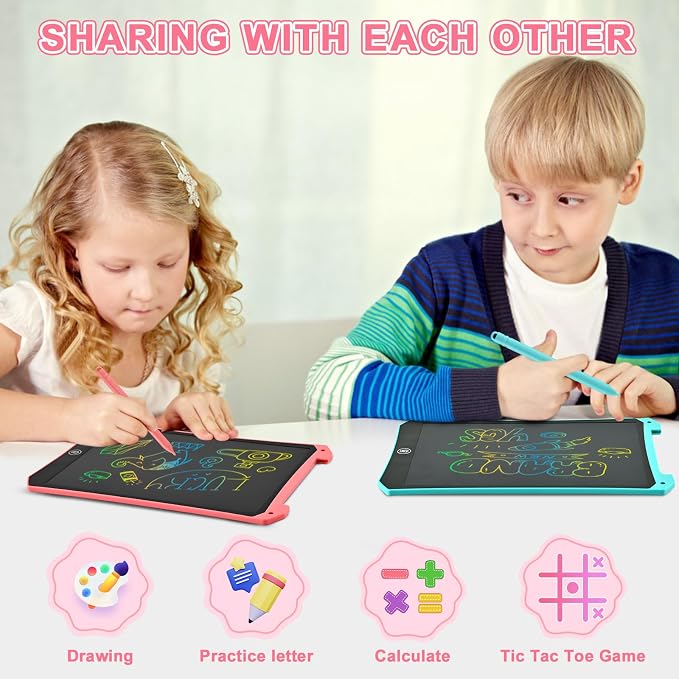 LCD Writing Tablet, 2 Pack Toddler Kids Toys, Travel Essentials Games | 10 Inch Doodle Board Drawing Pad, Mess Free Coloring Books, Travel Toys Birthday Gifts for Girls Boys Age 3-8