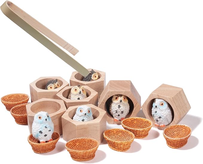 Sorting Stacking Wooden Toys for Toddlers Owl Montessori Toys | Toddler Sensory Bin Tool Toy, Wood Owl House Fine Motor Skill Toy Early Learning Preschool Educational Gift for Kids