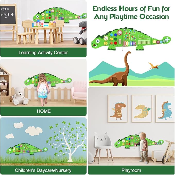 Activity Wall Busy Board for Toddlers: 9-in-1Interactive Activities | Montessori Sensory Toys Panel for Playroom - Build Fine Motor Skills & Hand-eye Coordination - Gift for Kids Age 3+
