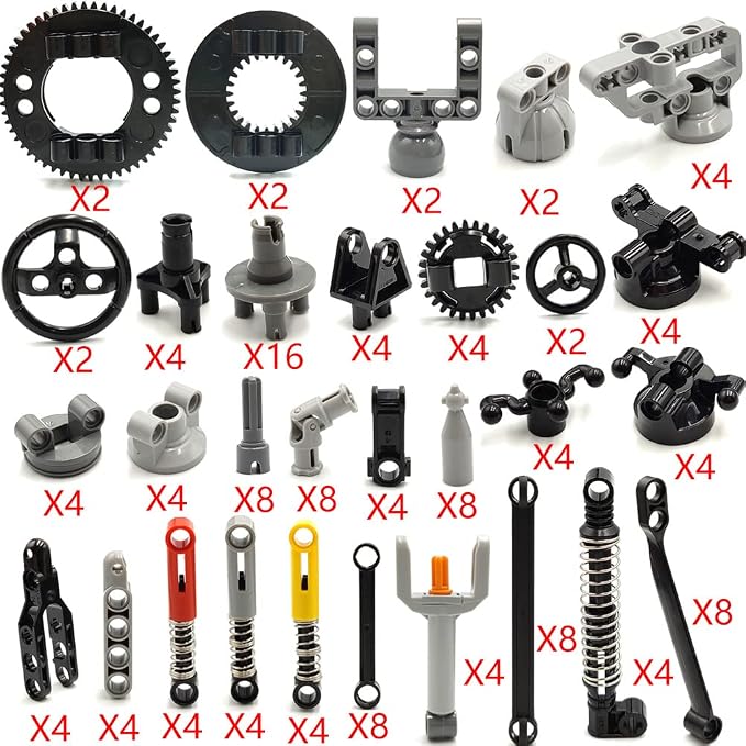 dspitwod MOC Technical Wheels Connectors Rack Gear Car Suspension Building Brick Accessories Pieces Sets STEM Learning Kits Engineering Toy Gift for Kids …