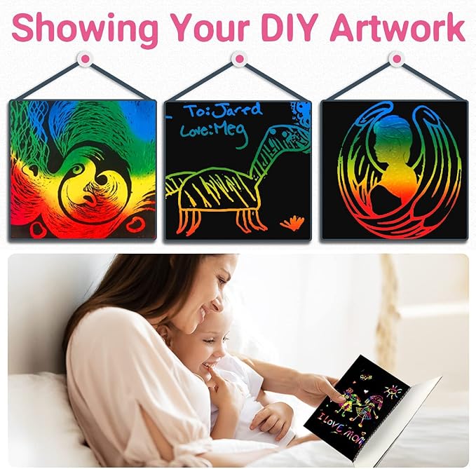 ZMLM Scratch Paper Art-Crafts Gift: 2 Pack Rainbow Notebooks Supplies Toys | Art Crafts for 3 4 5 6 7 8 9 10 11 12 Years Old Girls and Boys Kids Birthday Christmas Party Travel Games Activities