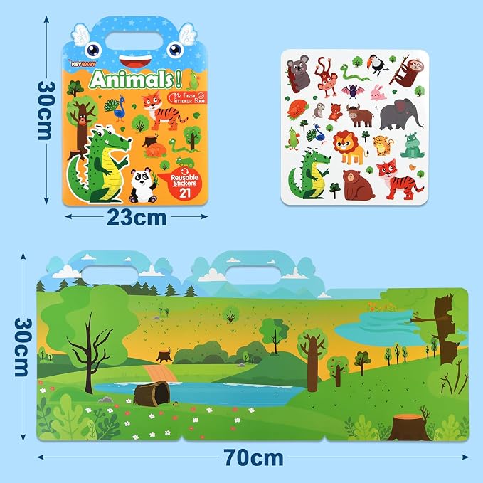 ASTARON 3 Pack Reusable Sticker Books for Toddlers,Educational Sensory Toy | Reusable Sticker,Waterproof Jelly Stickers, Portable Travel Toys,Educational Sensory Learning Toy,Gift for Boy Girl