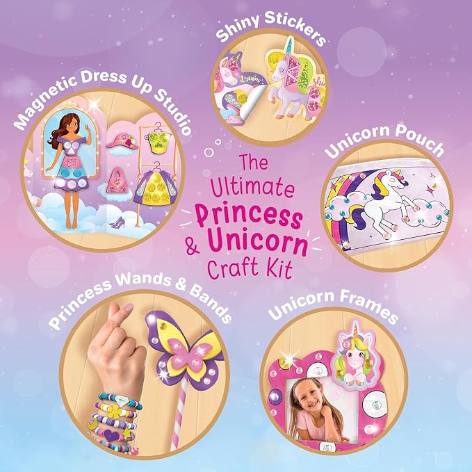 Imagimake Unicorn Craft Kit, 20 Mess-Free Creative Activities for Girls | Bracelet Making, Magnetic Dress-Up, Stickers & DIY Room Décor, Birthday Gift for Girls Ages 5,6,7,8,9,10,11,12 Years Old