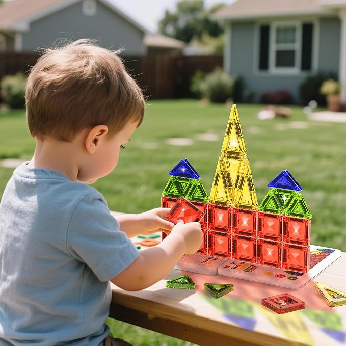 WMXDU Mini Magnetic Tiles Kit: 30-Second Cleanup, 0 Lost Parts | Tin Case Becomes Play Surface 26-Piece Princess Set for Girls 3-8 Wherever the Day Takes You