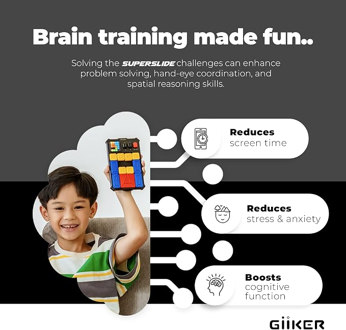 GiiKER Super Slide Puzzle Game, 500+ Challenges, STEM Toy for Ages 6+ | Handheld brain teaser for kids and teens, road trip activity, birthday gift