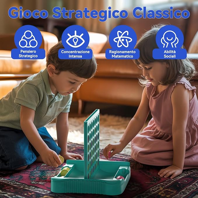 Pup Go 4 in a Row Connect Game, Classic Family Board Game for Kids & Adults | Foldable Holiday Travel Essential, Perfect Educational Toy for Boys Girls Age 3-12, Portable 2-Player Strategy Games (Green)