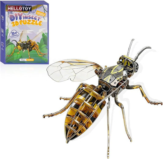 3D Acrylic Insect Puzzle DIY Bug Model Kit Animal STEM Gift | Building Kits Crafts Figurine Sculpture Nature Decoration Educational Display Toys for Kids Teens and Adults (Wasp)