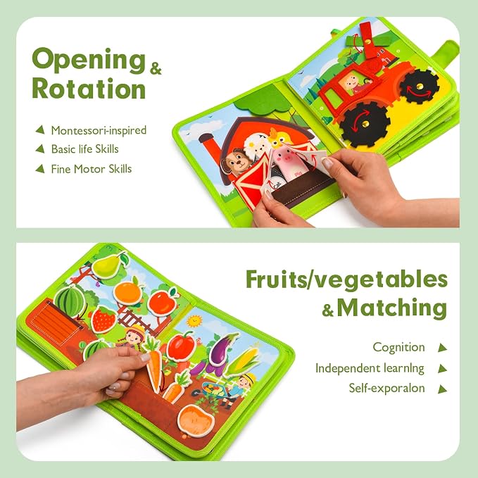 Busy Book for Toddlers, Interactive Busy Book - Educational Quiet Learning Toy for Developing Fine Motor Skills, Airplane and Car Travel Toy for Toddlers