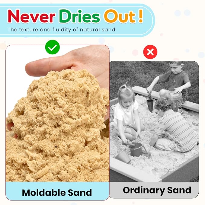 FURWEY Play Sand,19.4lbs Natural Brown Sensory Sand,Kids Shaping Molding | Suitable for Children Shaping, Squeezing and Molding, Natural Brown Sensory Play Sand, Without Molds