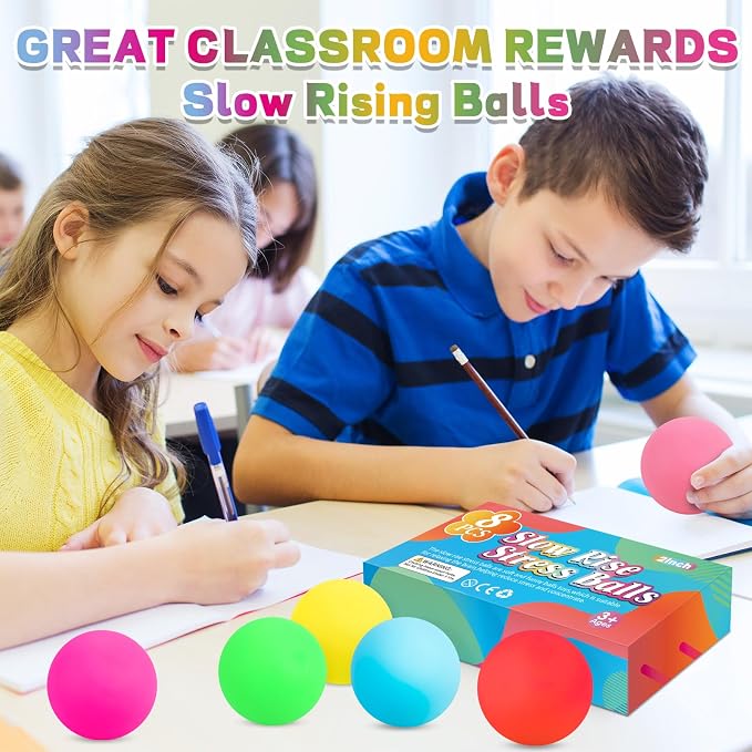 VISCOO 8 Pack Slow Rising Stress Ball,Stress Balls for Adults,Fidget Toys | Hand Therapy Sensory Squishy Ball for Stress Relief, Squishy Toys,Treasure Prize Box Toys for Kids Classroom