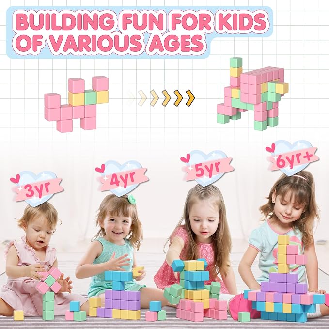 Apluses 32pcs Magnetic Blocks Building Cubes for Kids, Classroom Must Haves Creative Learning Kids Gifts, Preschool Montessori Sensory Autism Magnet Toys for Boys and Girls Ages 3 4 5 6