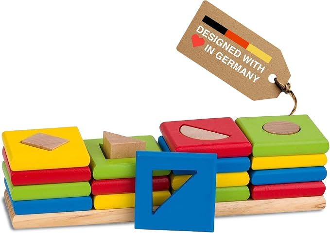 Goki Wooden Sorting & Stacking Toys - Montessori Toys for 2 Year Old Boy & Girl - Educational Color Recognition Shape Sorter for Toddlers - Gift for 2 Year Olds - Designed with Love in Germany