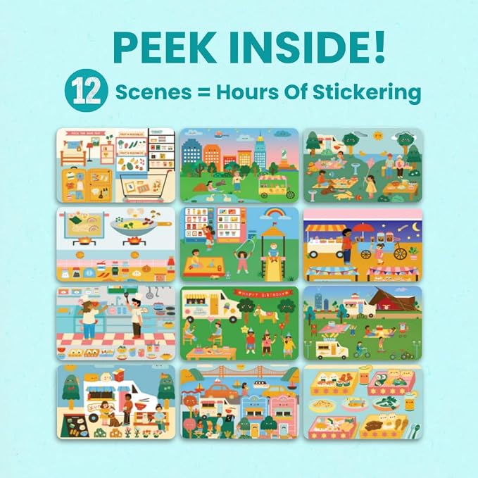 Cupkin Food Truck Adventure Coloring & Sticker Book | 500+ Stickers | Spiral-bound kids craft format with 12 scenes, 12 art pages, side-by-side viewing, and an easy-peel design for ages 2–8