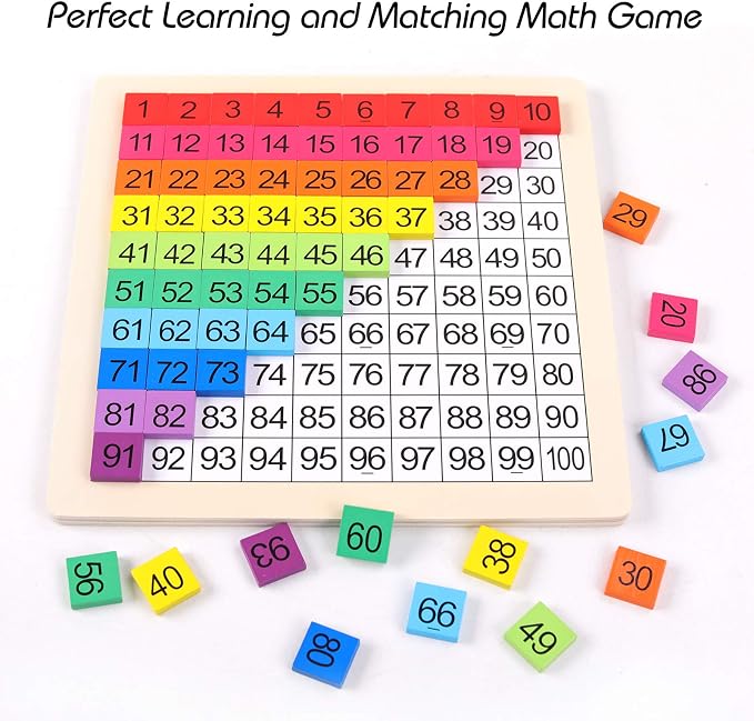 Wooden Montessori Math Counting Hundred Board Toys | 1-100 Consecutive Numbers Learning & Educational Game Toy for Kids 3 year old with Storage Bag