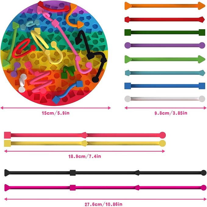 Round Sensory Activity Board, Sensory Toys for Kids with Autism, Stress Relief Silicone Quiet Fidget Toy for Toddlers Kids Adults, ADHD Autism Sensory Toys | Includes Portable Travel Bag & 12 Strings