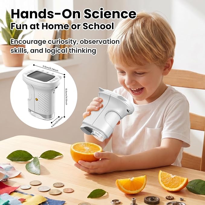 Alotwan Handheld Kids Microscope, Digital 1000X Miniscope, HD 2.4" Screen