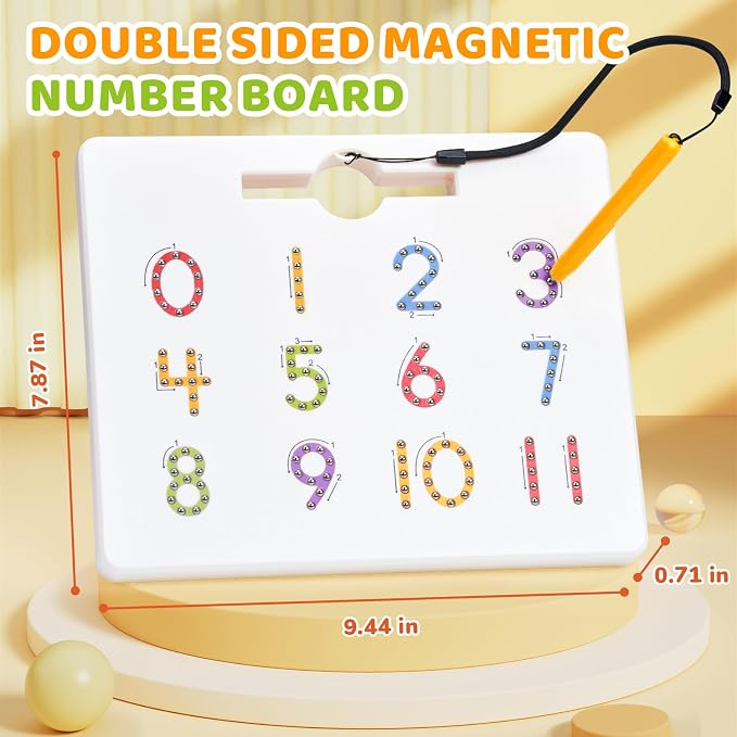 GAMENOTE Magnetic Number Tracing Board Double Sided, Numbers 1-20 Writing | 2 in 1 preschool learning toy, handwriting practice, math manipulatives, educational numbers toy for toddlers kids ages 3+