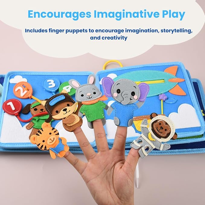 Busy Book for Toddlers 1–3 – Montessori Busy Board & Educational Toys for 2 Year Old – Away We Go Travel Activity Book
