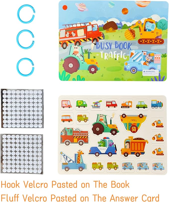4 Pack DIY Montessori Busy Book, Montessori Quiet Book for Kids, Vehicle Life Skill Farm Dinosaur Preschool Learning Activities Learning & Education Toys
