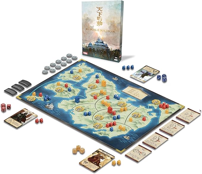 Rumble Nation Board Game | Dice Rolling & Tactical Warfare Strategy Game in the Sengoku Era, Fun for Kids & Adults, Ages 10+, 2-4 Players, 30 Mins