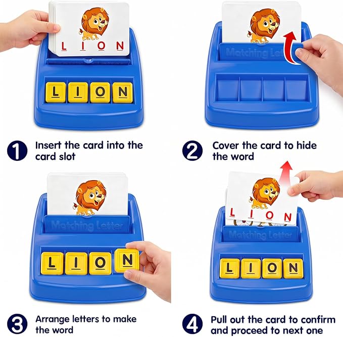 NARRIO Matching Letter Game, Educational Toys for 3 4 5 Year Old Boy, Spelling Word Games for Kids Ages 4-6 8, Board Games Puzzles for Toddlers Preschool Learning Activity