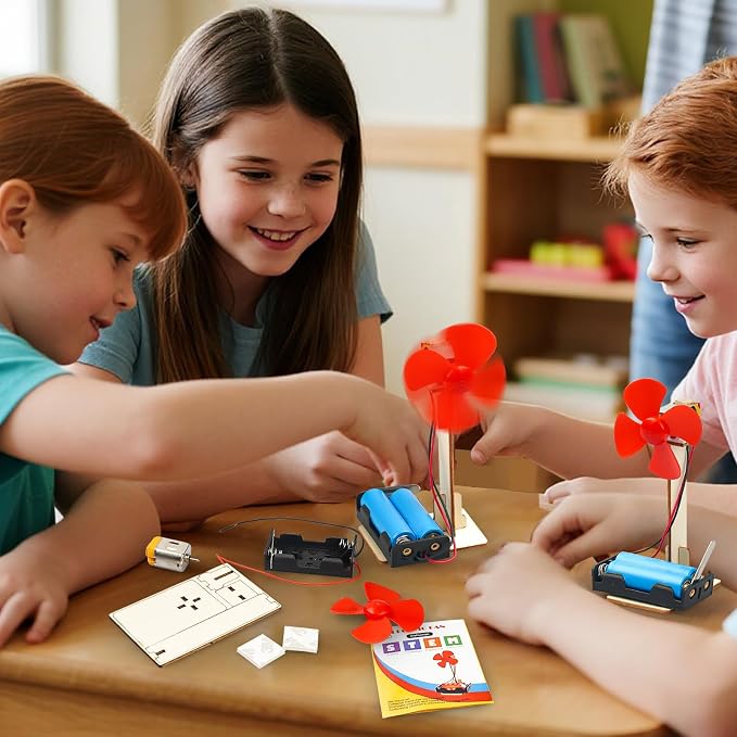 6 STEM Science Kits for Kids Age 8-12, Classroom Electric Fan Circuit Kit | Science Party Favors Bulk, Building Toys for 6-8 8-13 Year Girls Boys Gifts, Wood Crafts Experiments Activities Projects